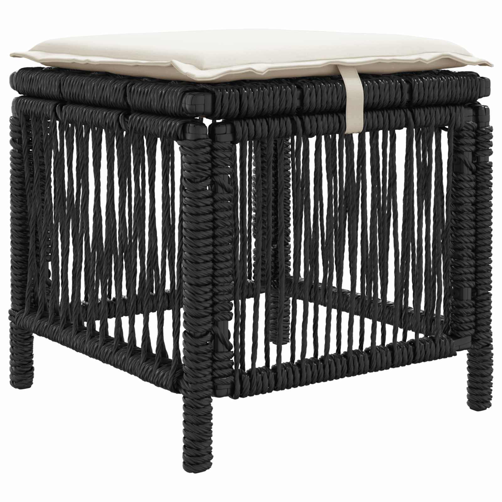 Conjunto de jantar para jardim 3 unid. preto e creme vime PE