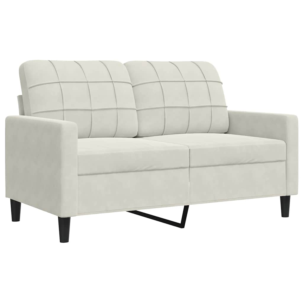 3 Pcs conjunto de sofás com almofadões veludo cor creme