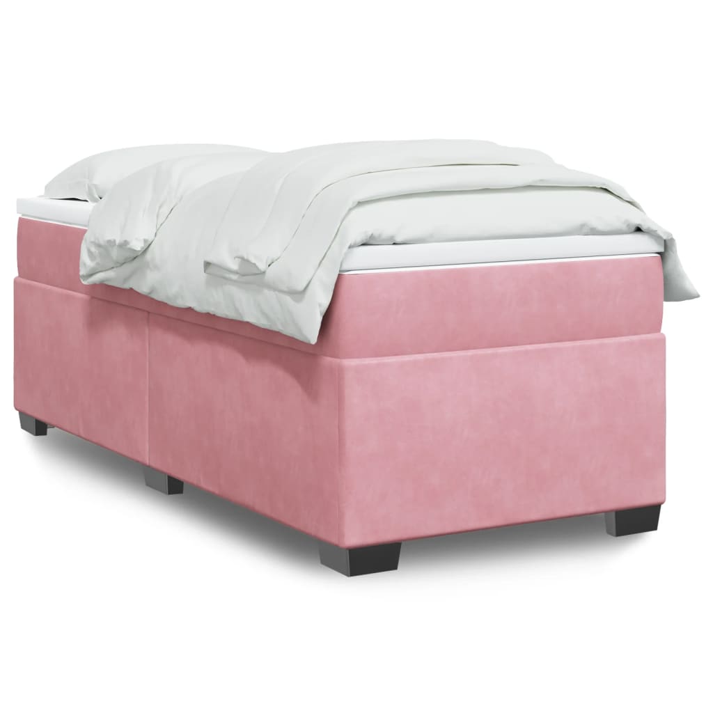 Cama com molas/colchão 90x190 cm veludo rosa