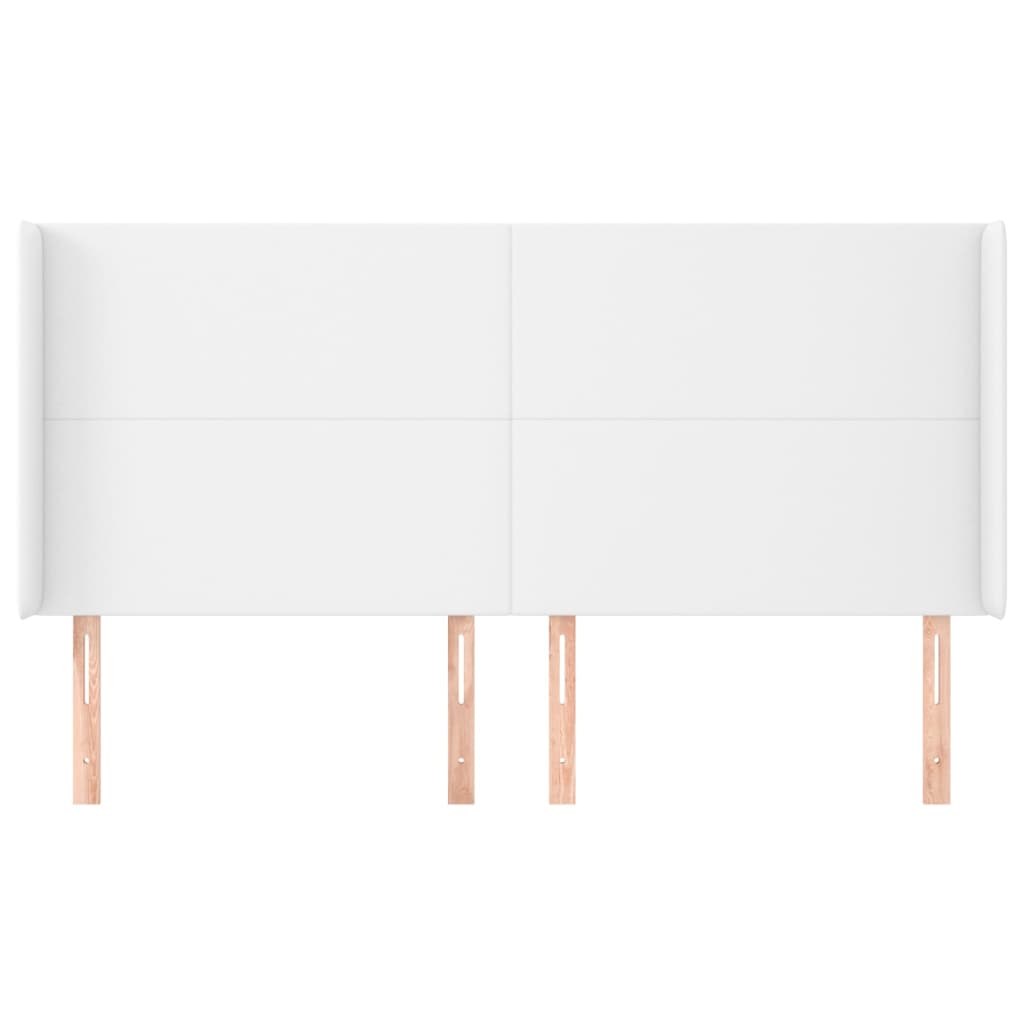 Cabeceira cama c/ abas couro artificial 203x23x118/128cm branco