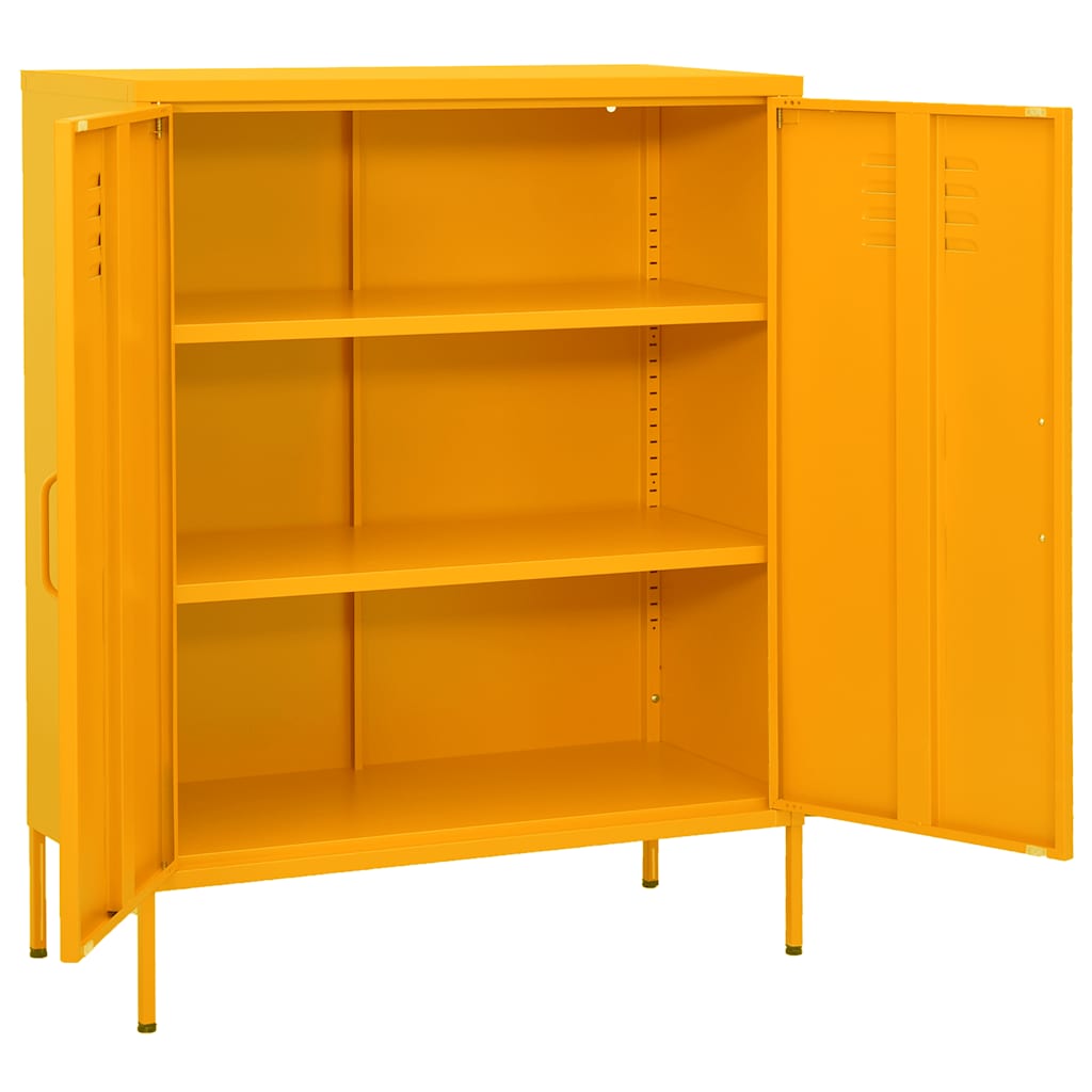 Armário de arrumação aço 80x35x101,5 cm amarelo mostarda