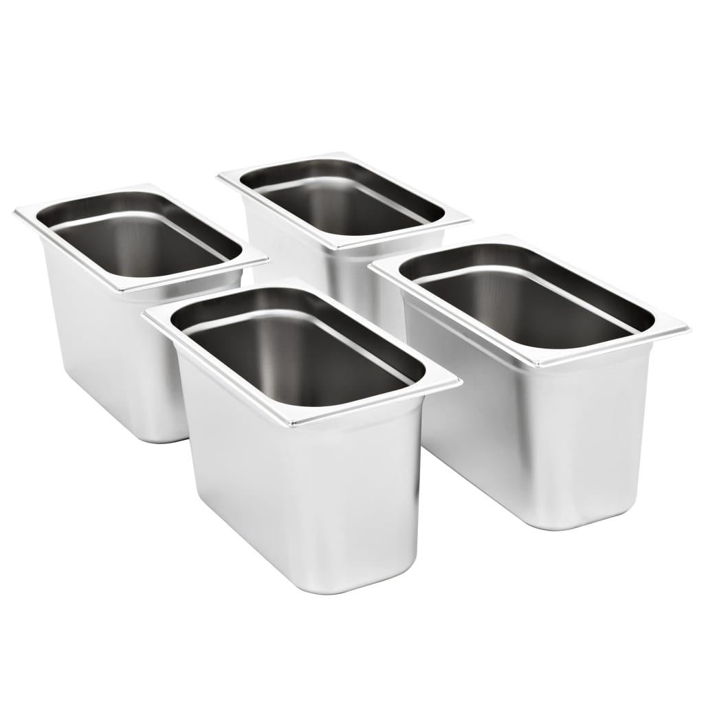 Recipientes gastronorm 4 pcs gn 1/3 200 mm aço inoxidável