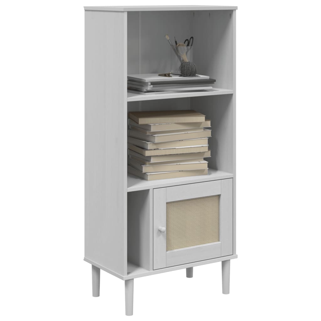 Estante senja aspeto de vime 60x35x130 cm pinho maciço branco