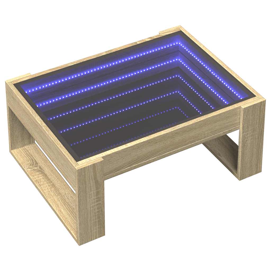 Mesa de centro luzes LED infinity 70x53x30 cm carvalho sonoma