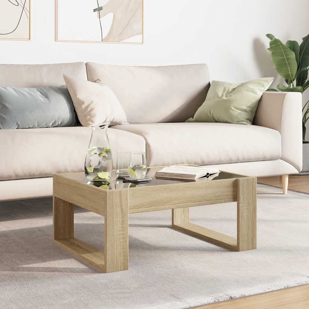 Mesa de centro luzes LED infinity 70x53x30 cm carvalho sonoma