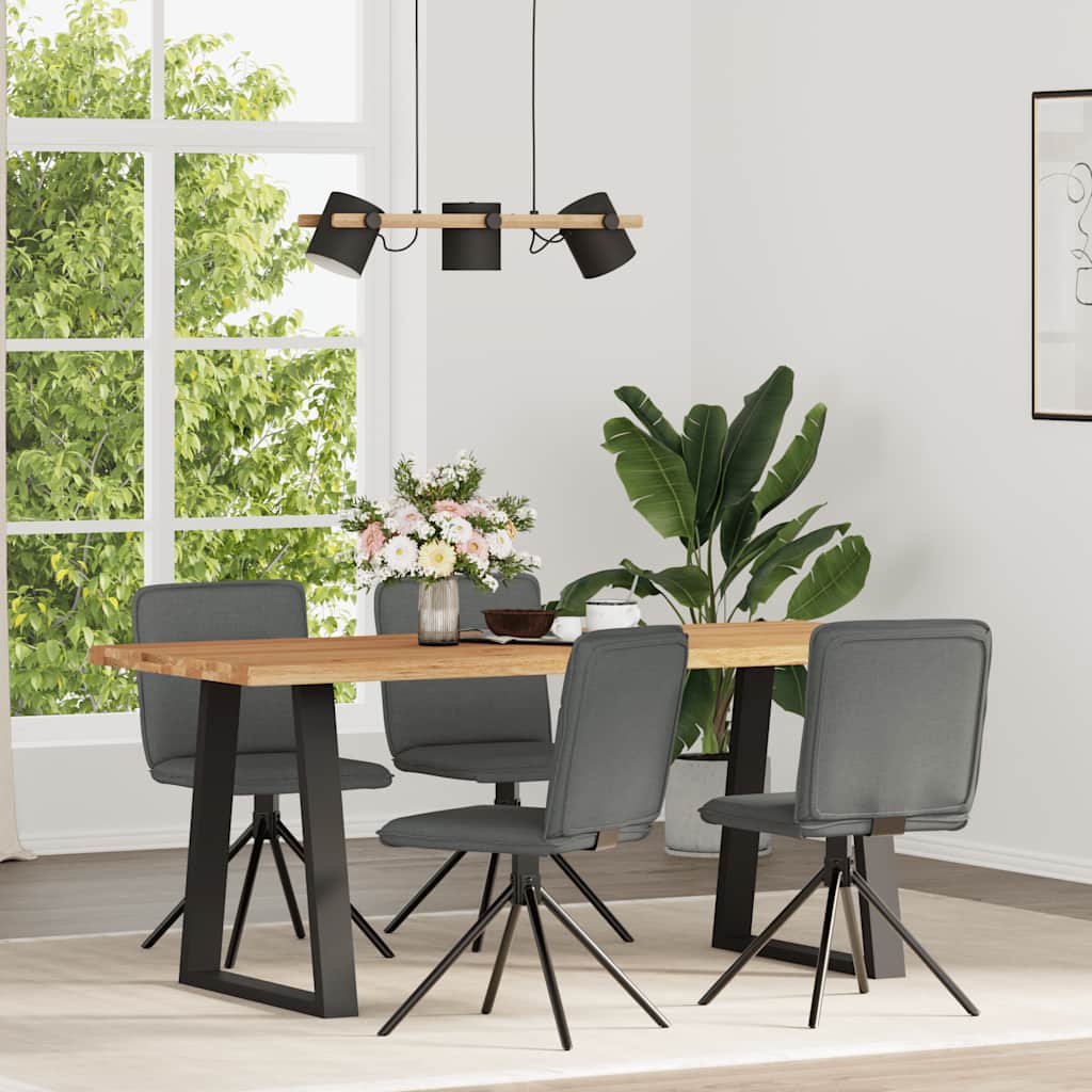 Cadeiras de jantar 4 pcs tecido cinzento-escuro