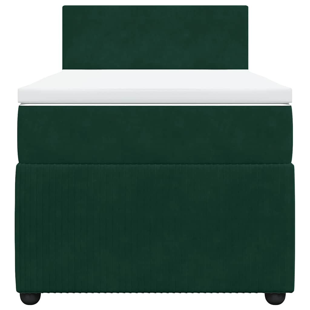 Cama com molas/colchão 80x200 cm veludo verde-escuro