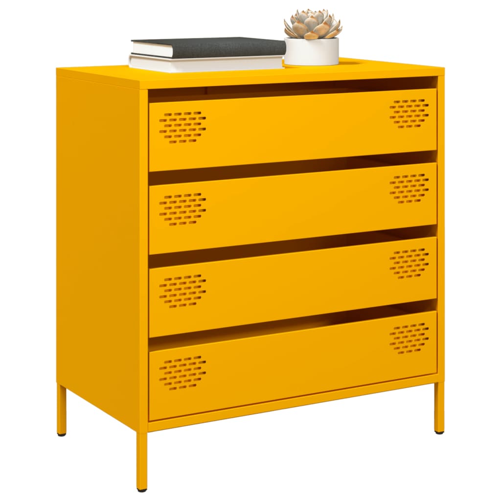 Aparador 68x39x73,5 cm aço laminado a frio amarelo mostarda