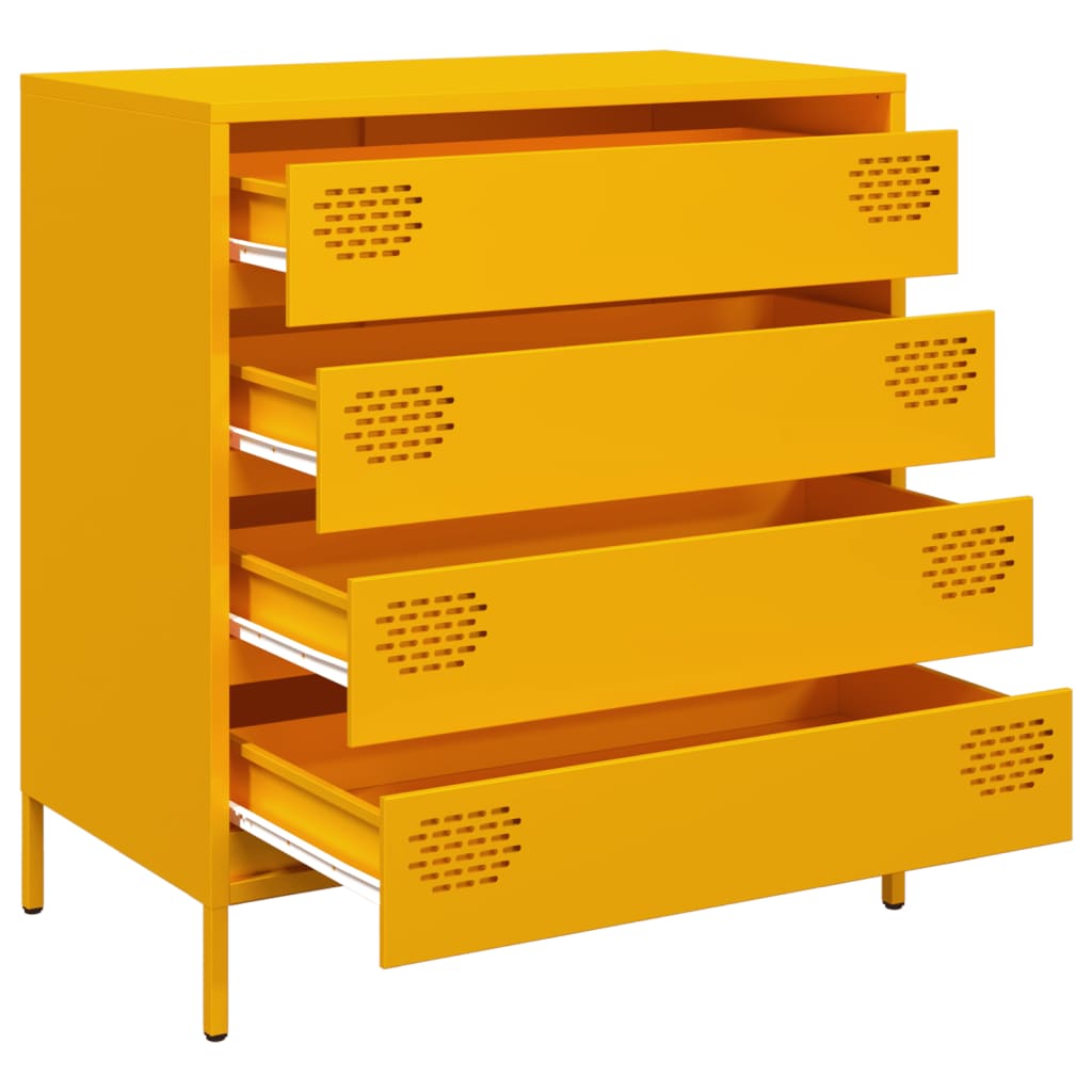 Aparador 68x39x73,5 cm aço laminado a frio amarelo mostarda