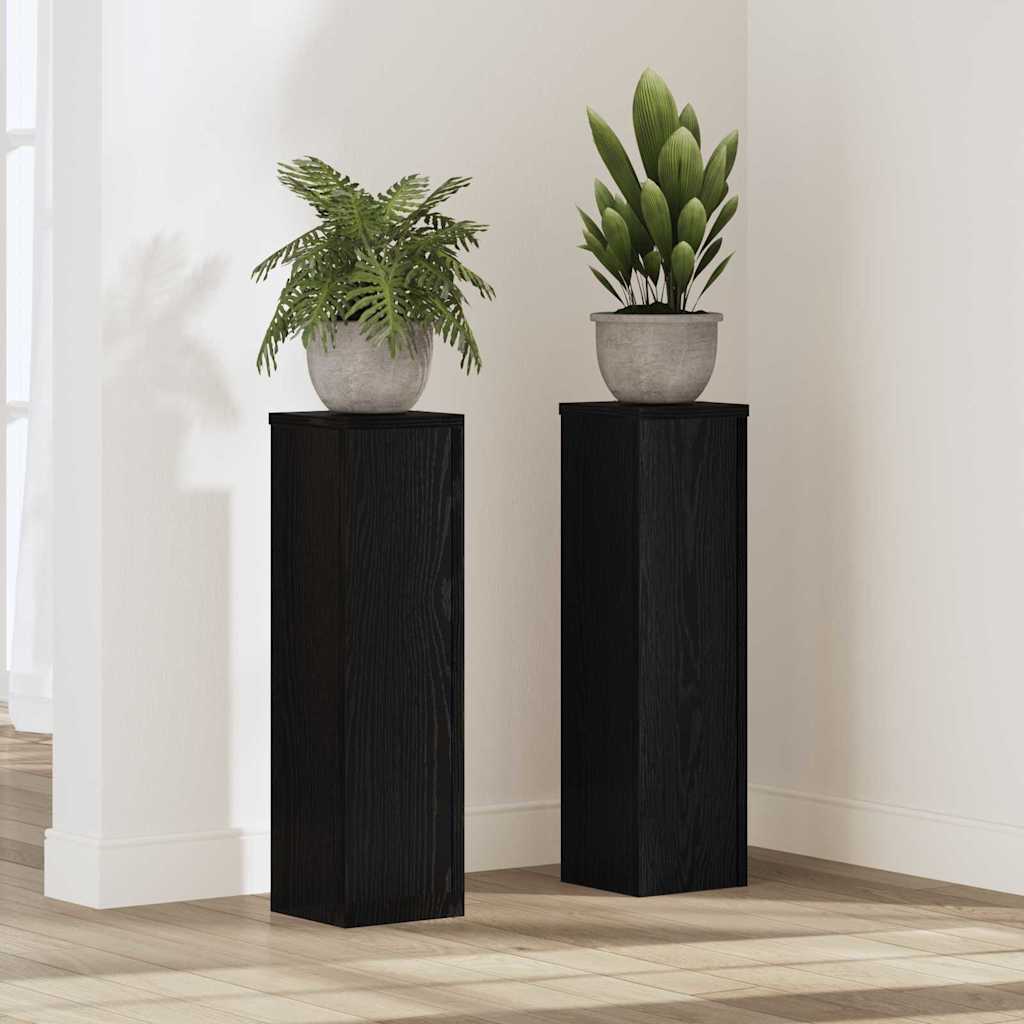 Suporte para plantas 2 unid. carvalho preto 17 x 17 x 60 cm