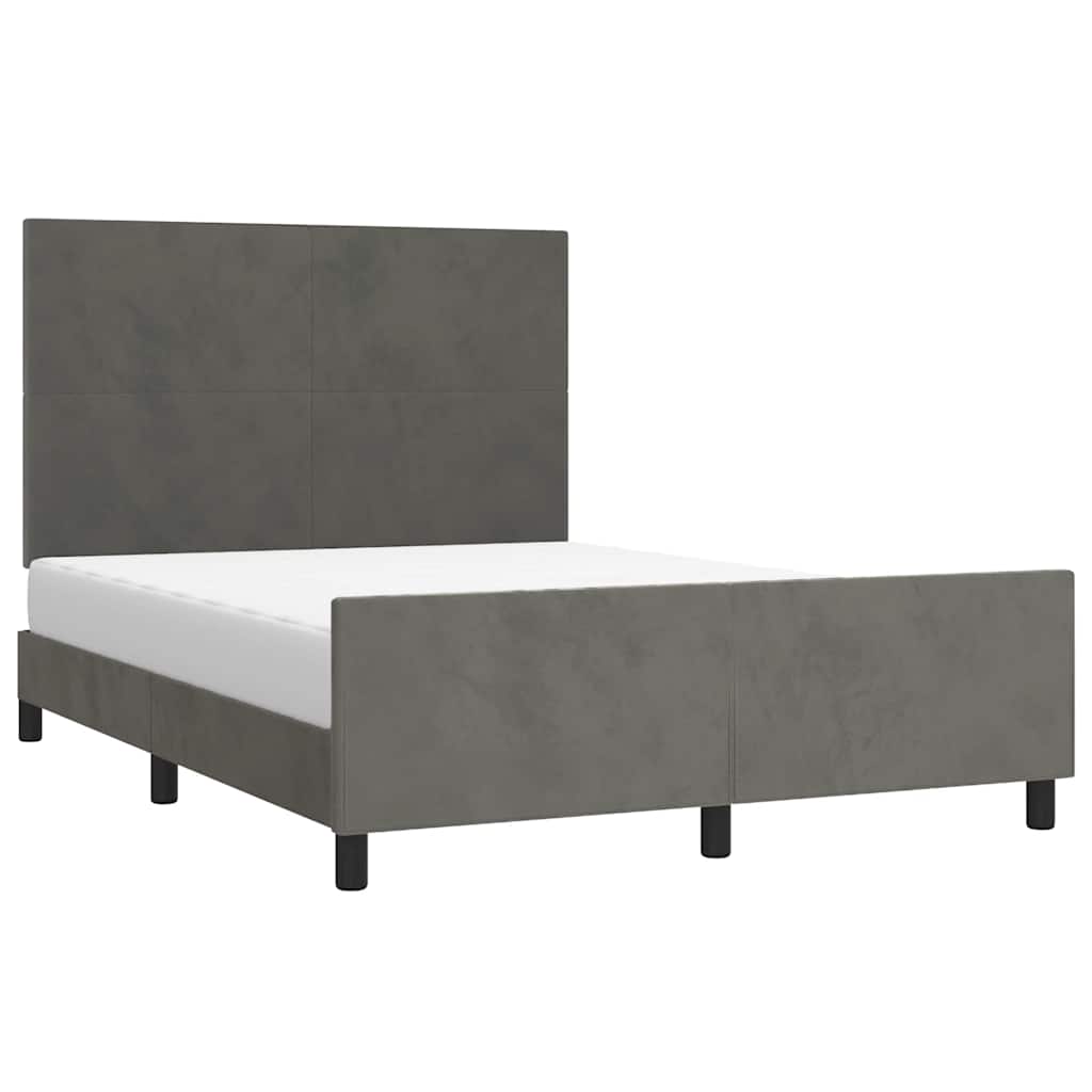 Estrutura de cama sem colchão 140x200 cm veludo cinzento-escuro