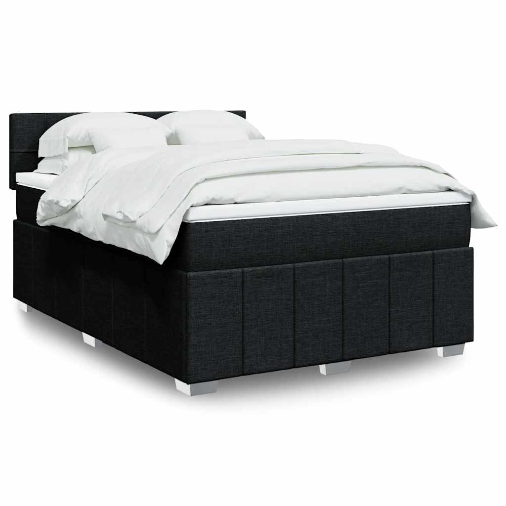 Cama com molas/colchão 140x190 cm tecido preto