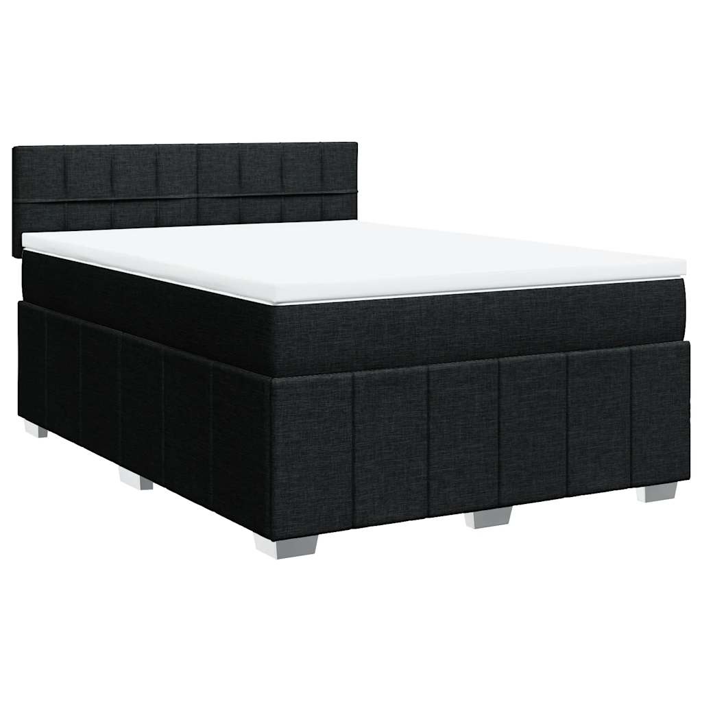 Cama com molas/colchão 140x190 cm tecido preto