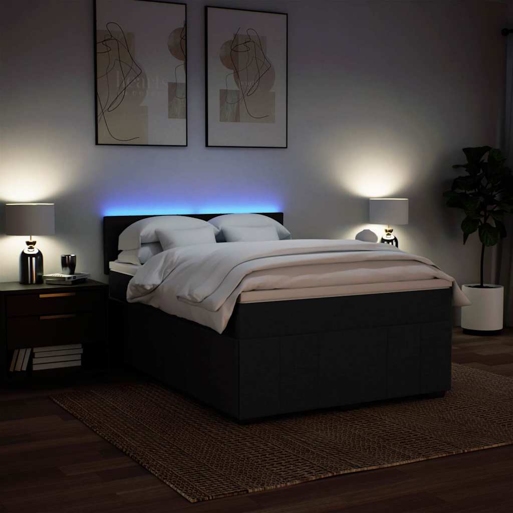 Cama com molas/colchão 140x190 cm tecido preto