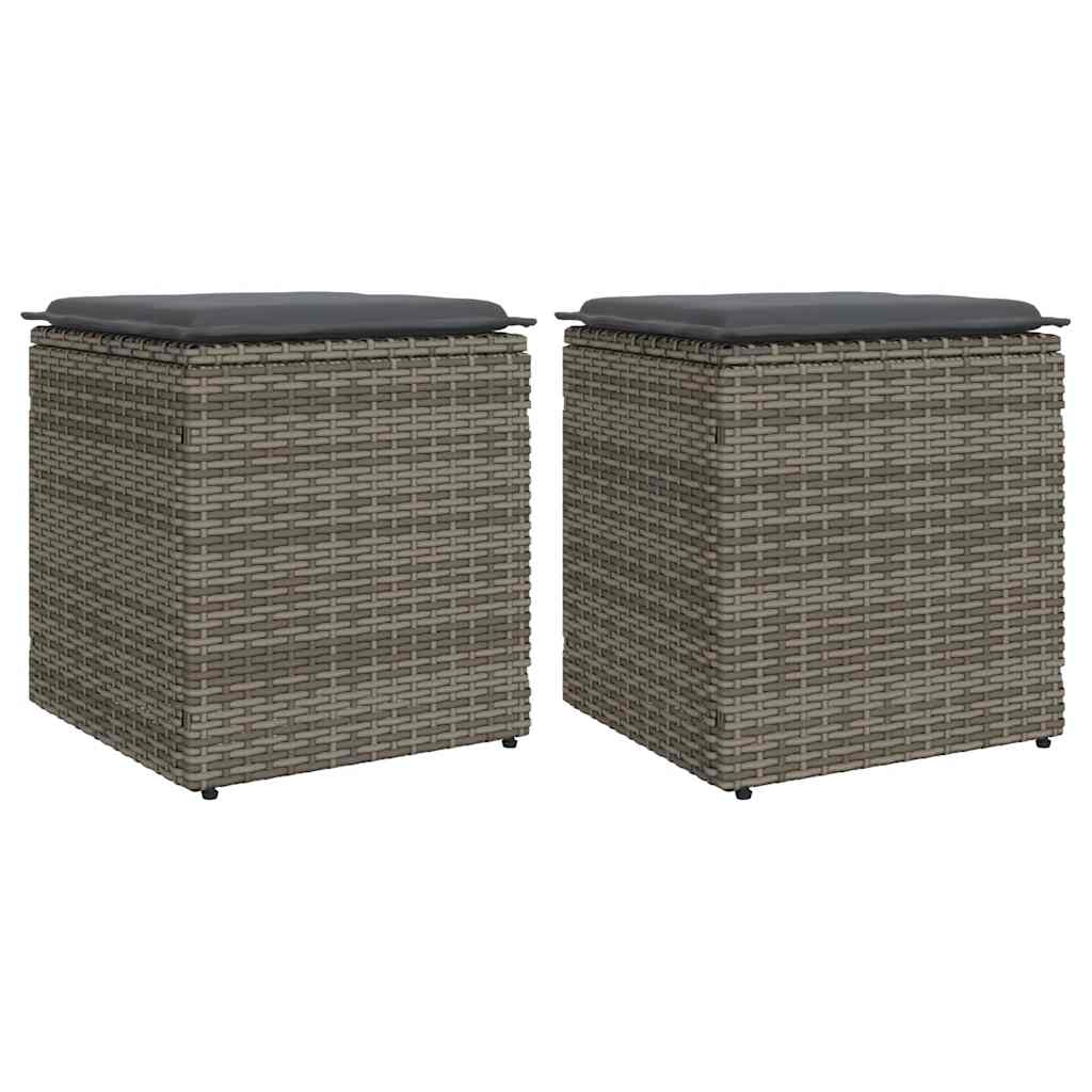 Bancos jardim com almofadas 2 unid 40x40x43 cm vime PE cinzento