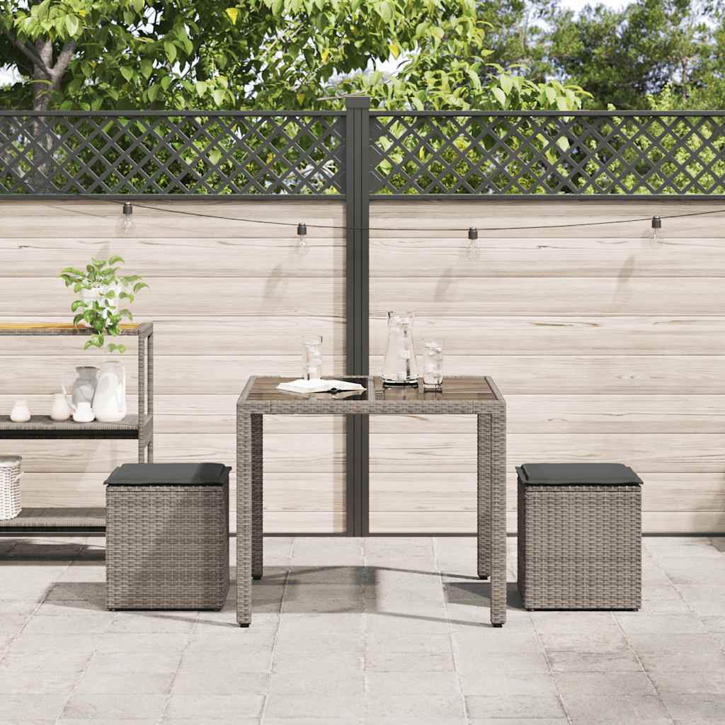 Bancos jardim com almofadas 2 unid 40x40x43 cm vime PE cinzento