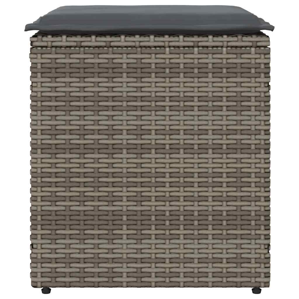 Bancos jardim com almofadas 2 unid 40x40x43 cm vime PE cinzento