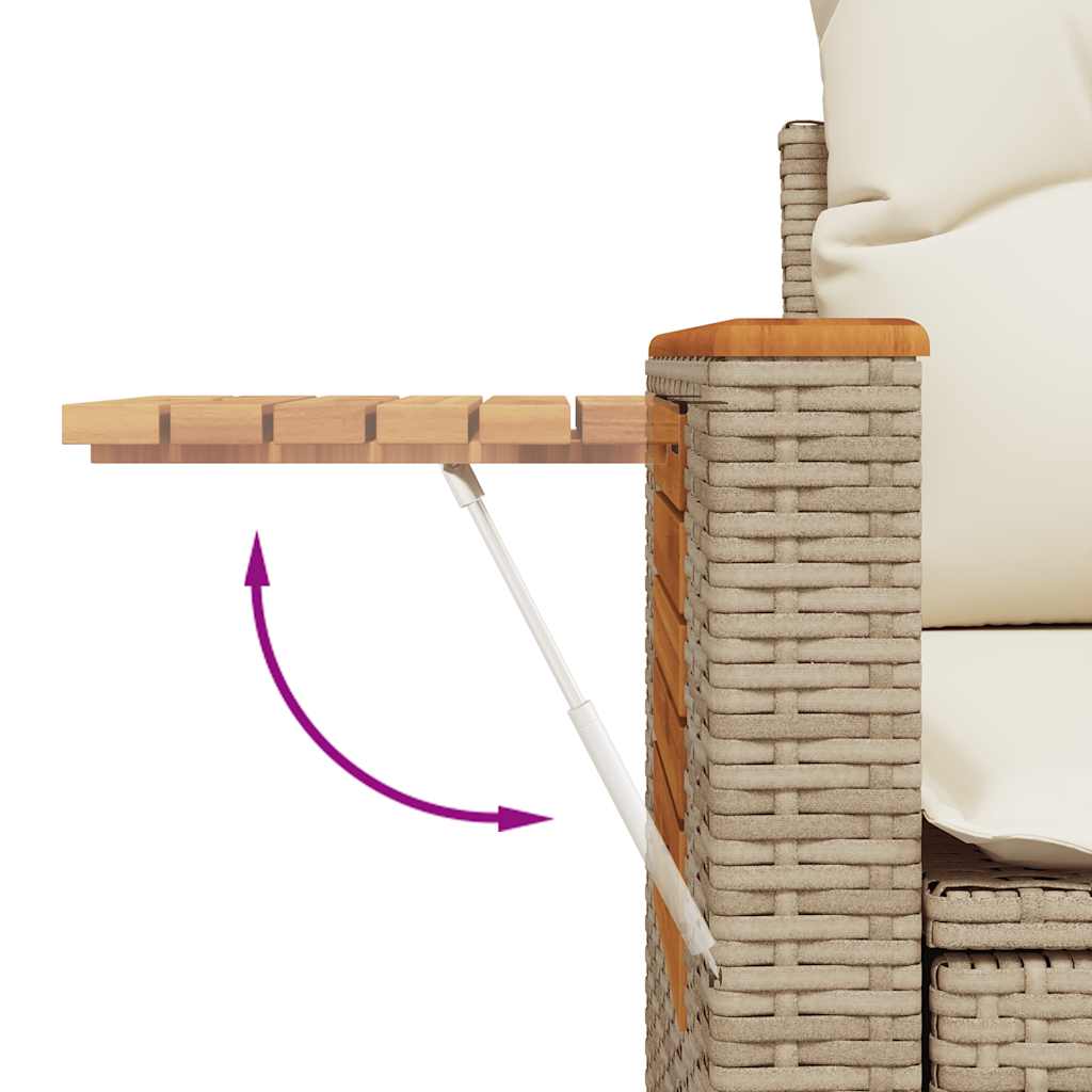 6 Pcs conjunto de sofás p/ jardim com almofadões vime PE bege
