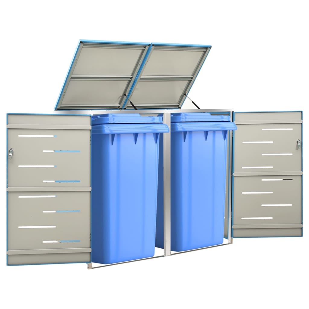 Abrigo duplo para caixote do lixo 138x77,5x115 cm aço inox