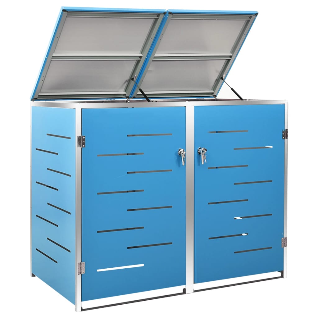 Abrigo duplo para caixote do lixo 138x77,5x115 cm aço inox