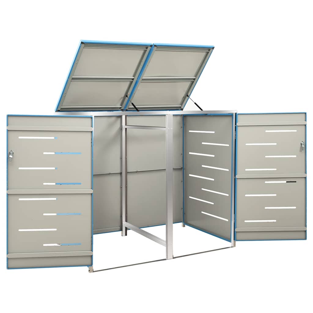 Abrigo duplo para caixote do lixo 138x77,5x115 cm aço inox
