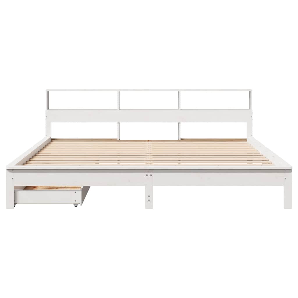 Cama com estante sem colchão 200x200 cm pinho maciço branco