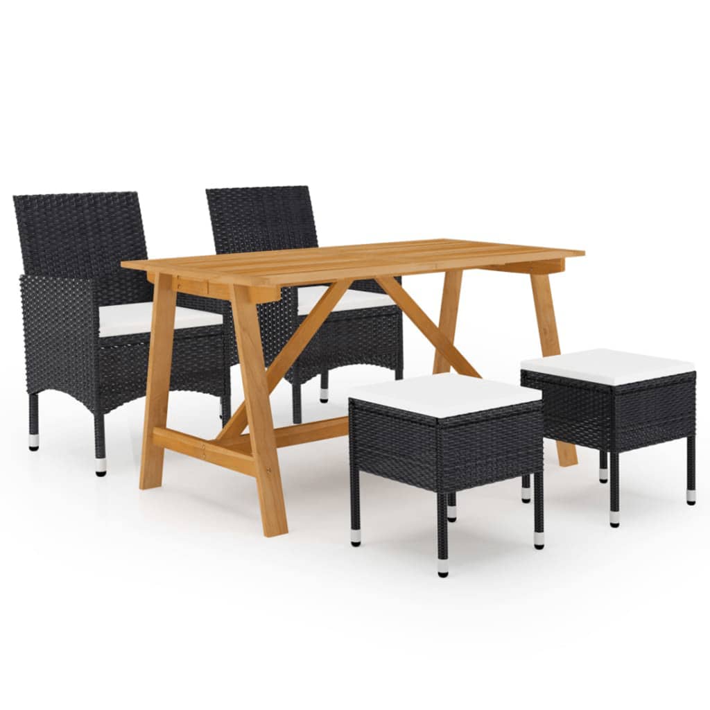 5 Pcs conjunto de jantar para jardim preto