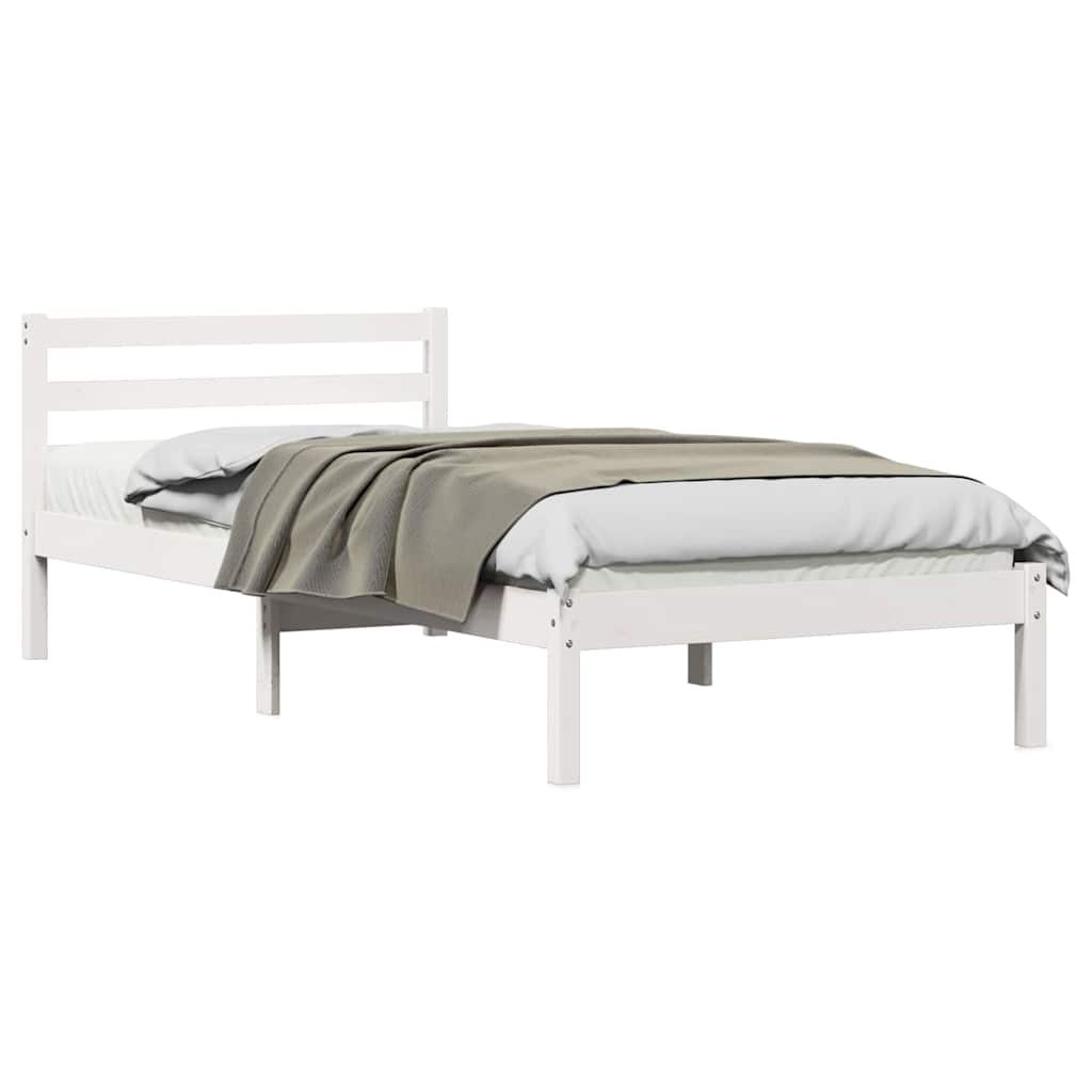 Estrutura da cama com cabeceira branco 225,5 x 95,5 x 69,5 cm