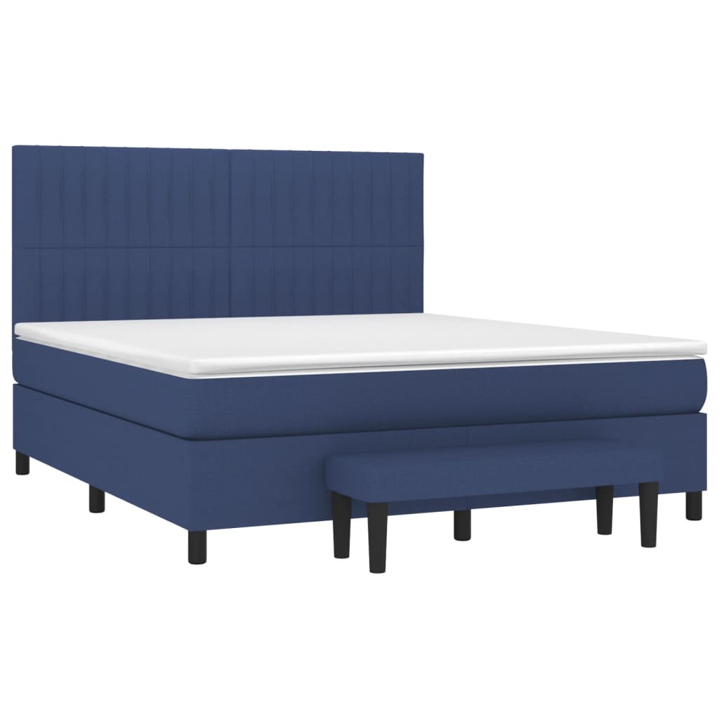 Cama com molas/colchão 180x200 cm tecido azul