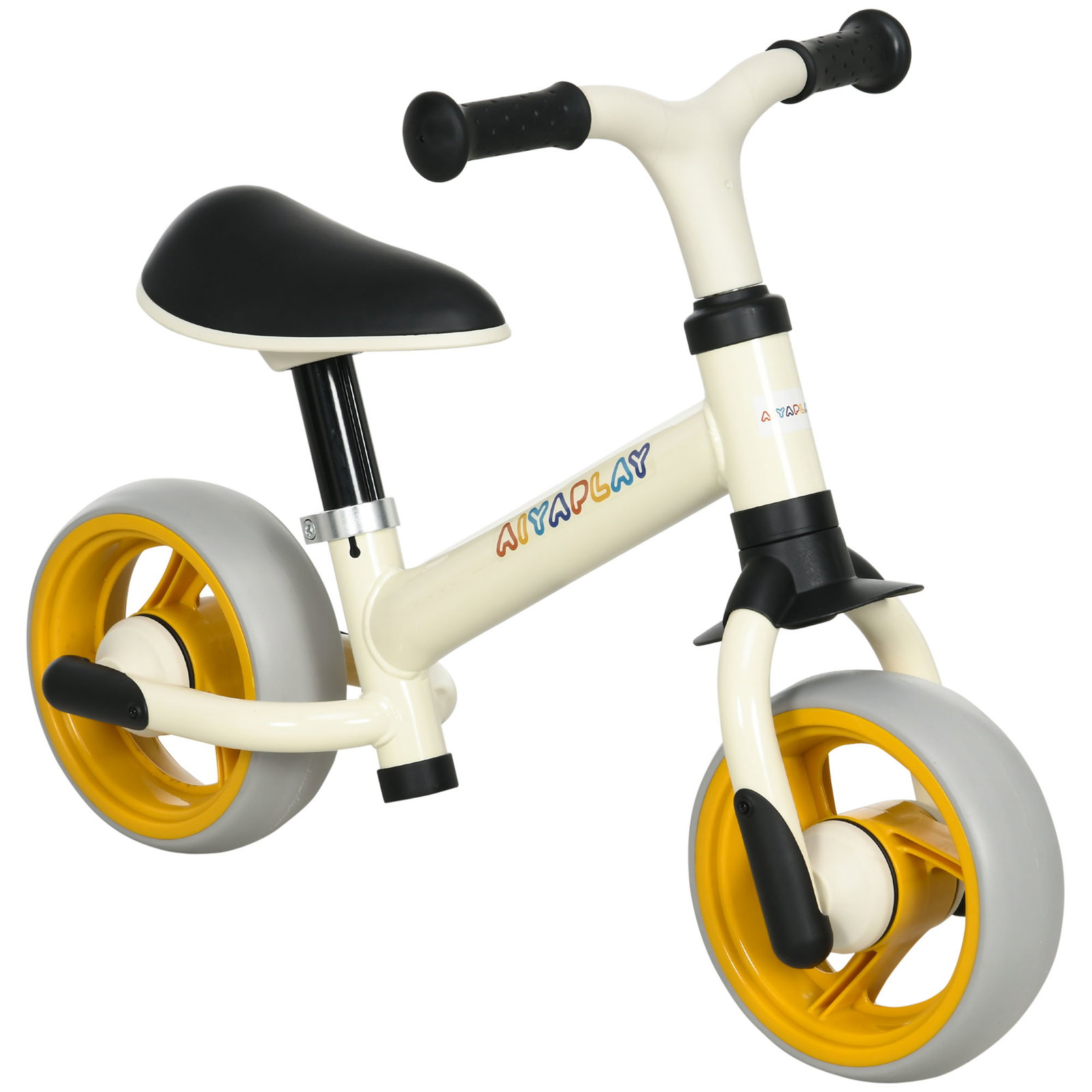 Bicicleta sem pedais para crianças de 18-48 meses bicicleta de equilíbrio com assento ajustável em altura 66,5x34x47 cm branco