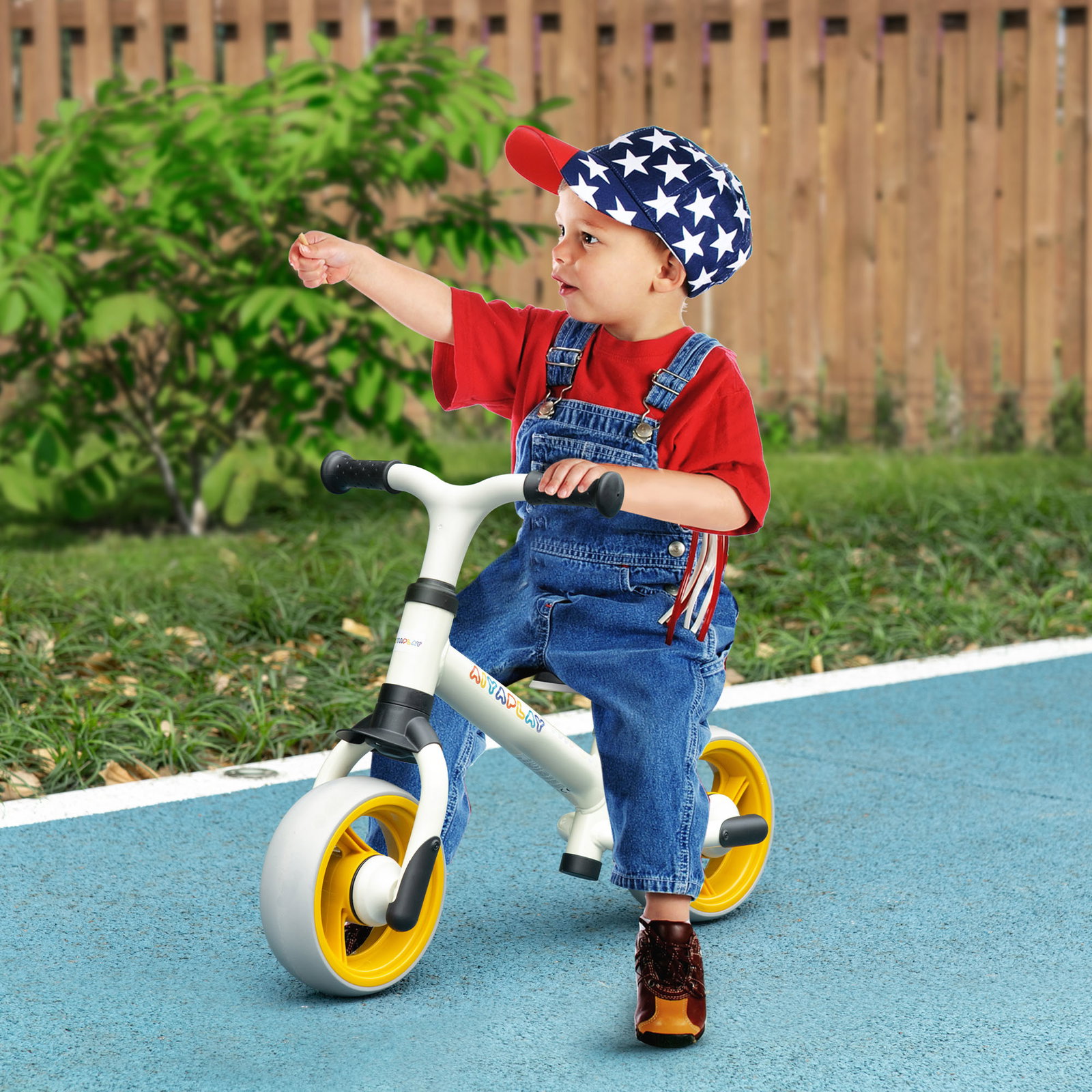 Bicicleta sem pedais para crianças de 18-48 meses bicicleta de equilíbrio com assento ajustável em altura 66,5x34x47 cm branco