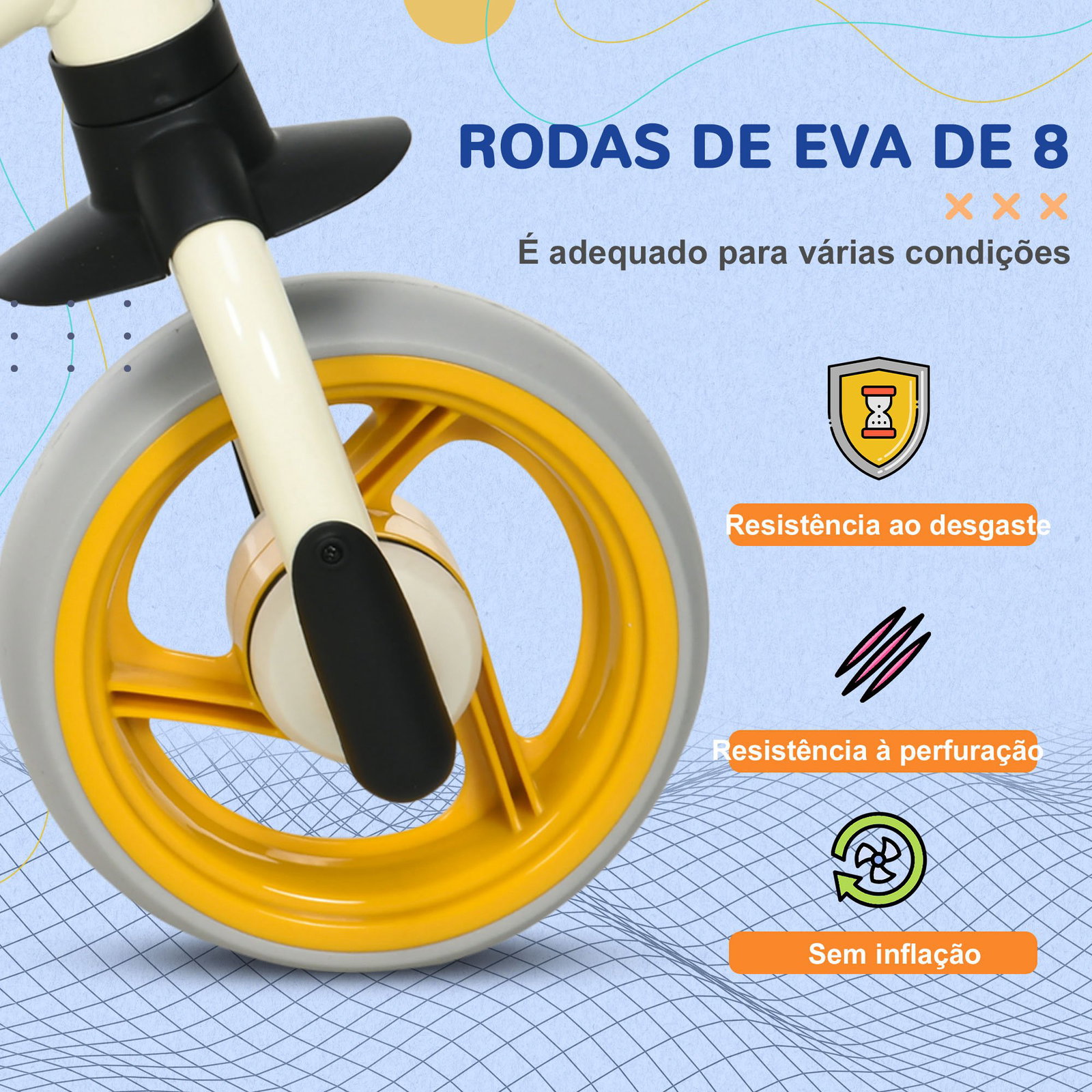 Bicicleta sem pedais para crianças de 18-48 meses bicicleta de equilíbrio com assento ajustável em altura 66,5x34x47 cm branco