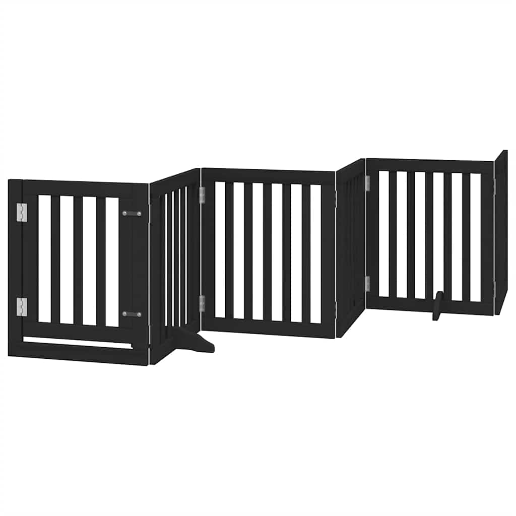 Portão p/ cães com porta dobrável 15 painéis 750 cm álamo preto