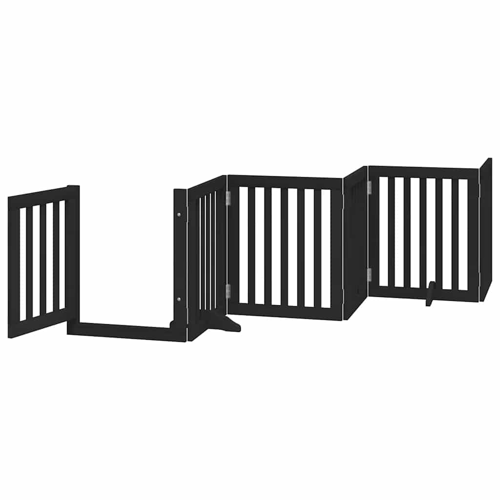 Portão p/ cães com porta dobrável 15 painéis 750 cm álamo preto