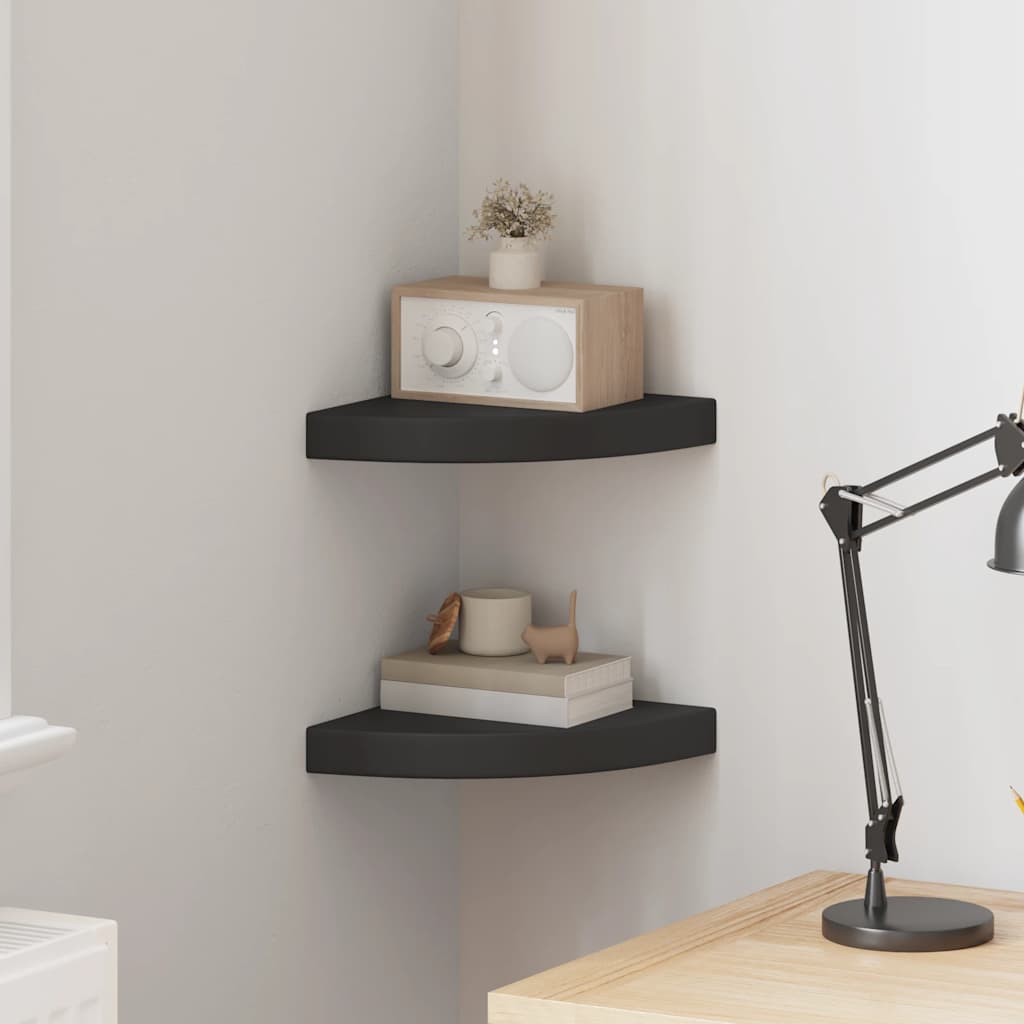 Prateleiras de canto suspensas 2 pcs 25x25x3,8cm MDF preto
