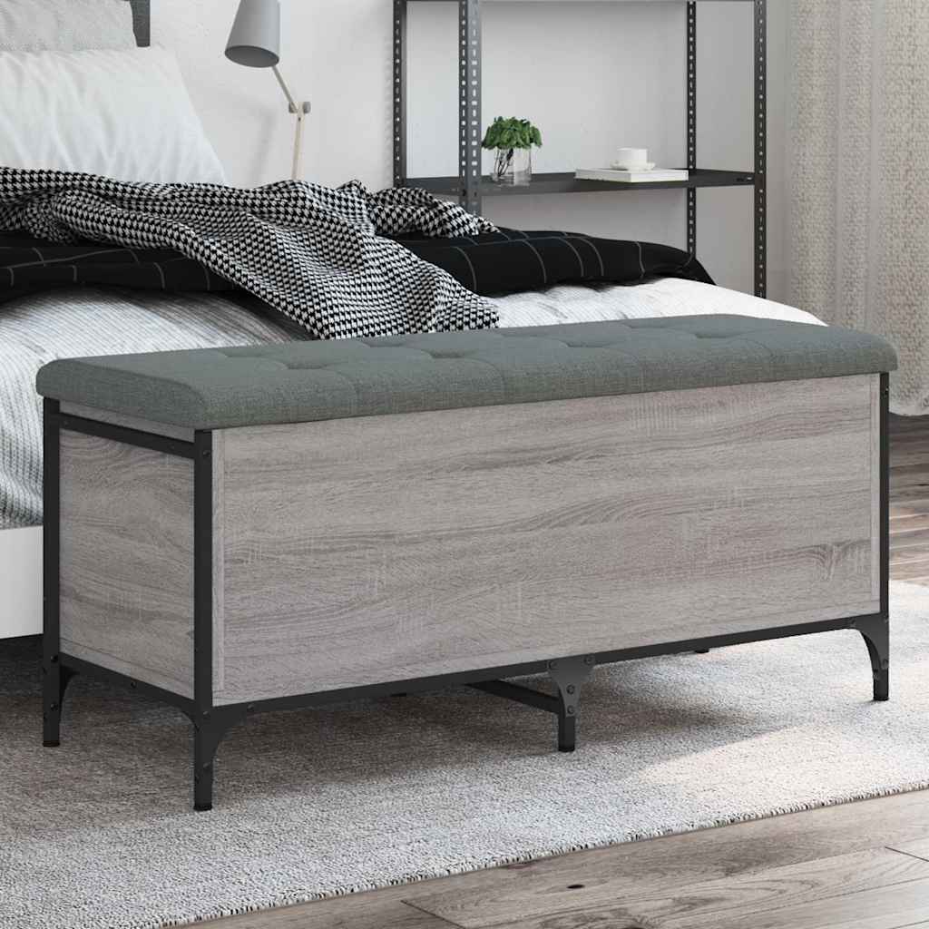 Banco arrumação 102x42x45 cm derivados madeira cinzento sonoma