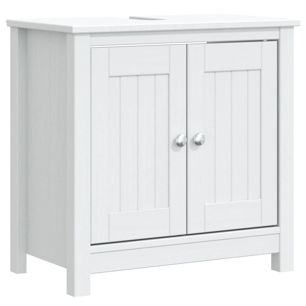 3 Pcs conjunto de móveis para wc berg pinho maciço branco
