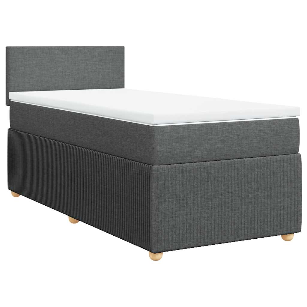 Cama com molas/colchão 100x200 cm tecido cinza-escuro