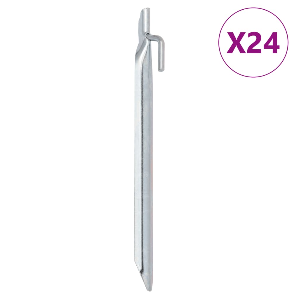 Estacas p/ tenda 24 pcs forma de v 24 cm ø20 mm aço galvanizado