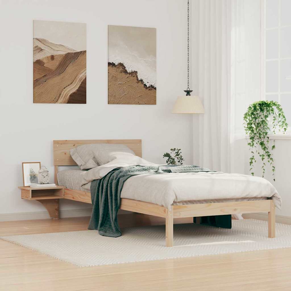 Estrutura da cama com cabeceira castanho 90 x 190 cm