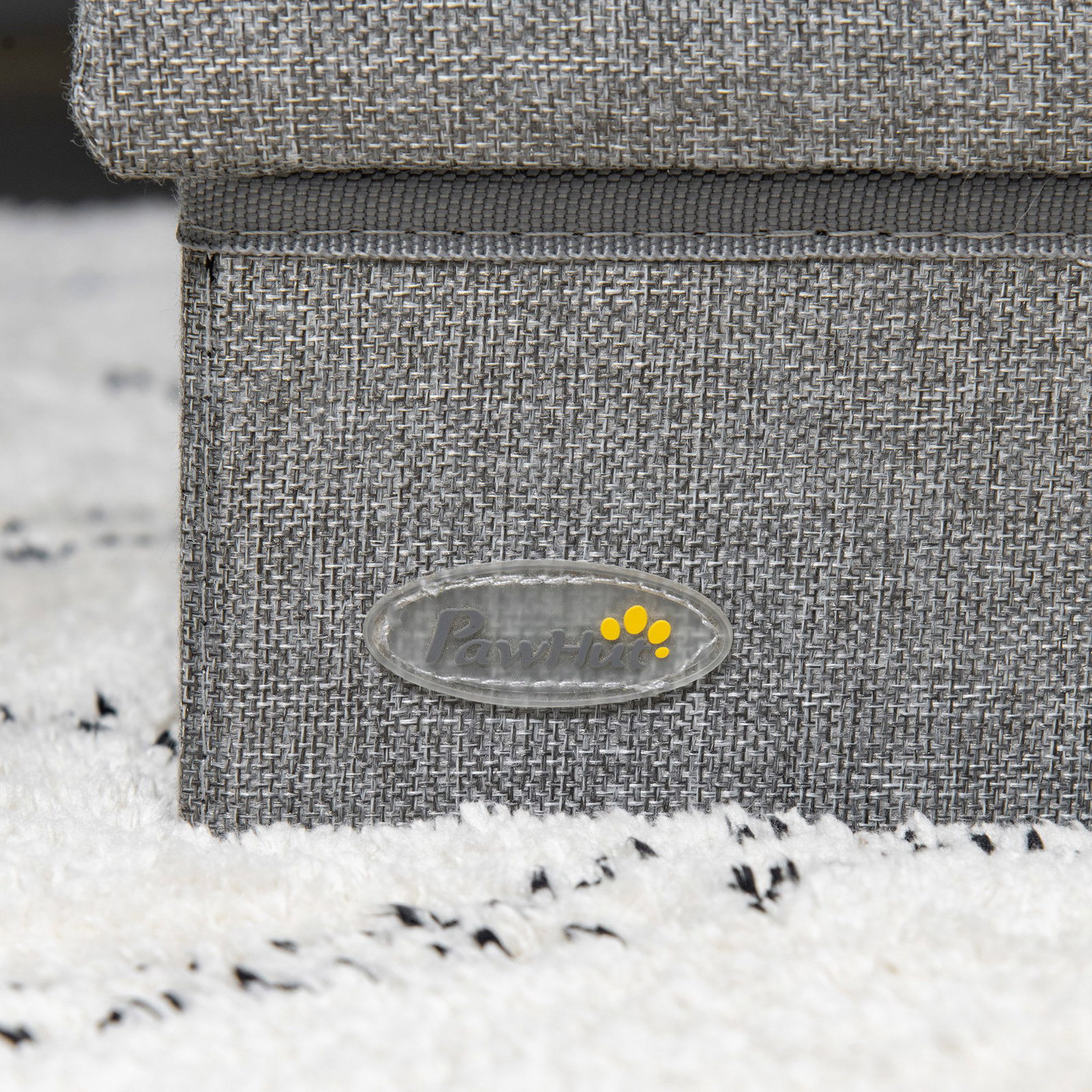 Escada para animais de estimação com 3 degraus para cães gatos com espaço de armazenamento 63,5x42,5x40,5 cm cinza