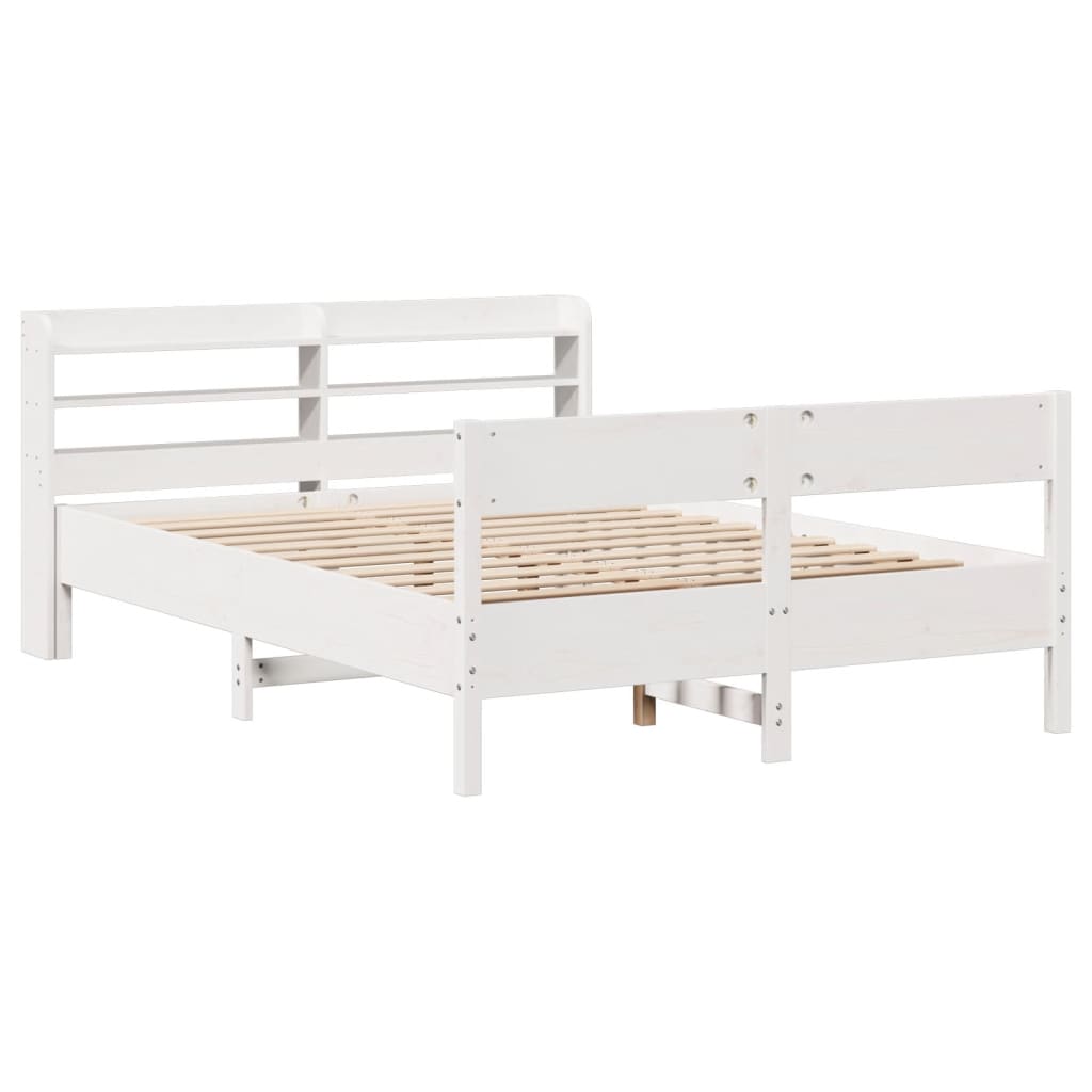 Cama sem colchão 160x200 cm madeira de pinho maciça branco