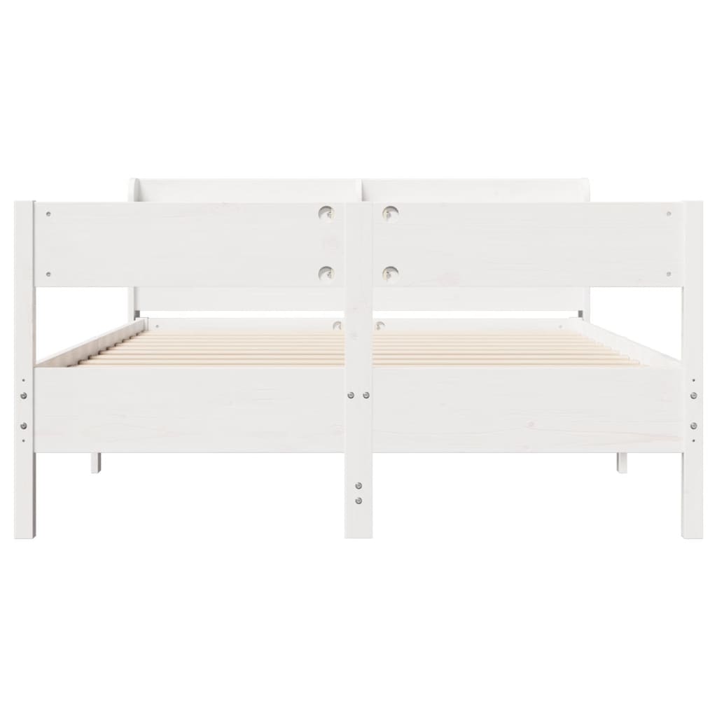 Cama sem colchão 160x200 cm madeira de pinho maciça branco