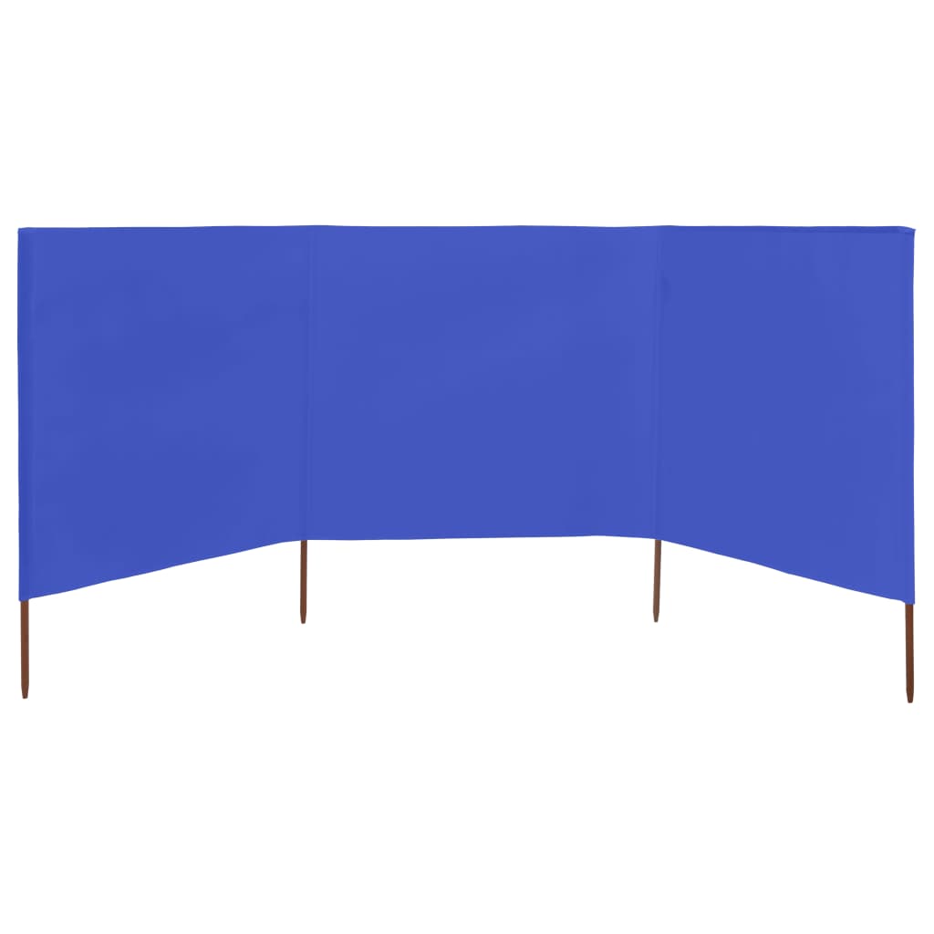 Para-vento com 3 painéis em tecido 400x80 cm azul-ciano