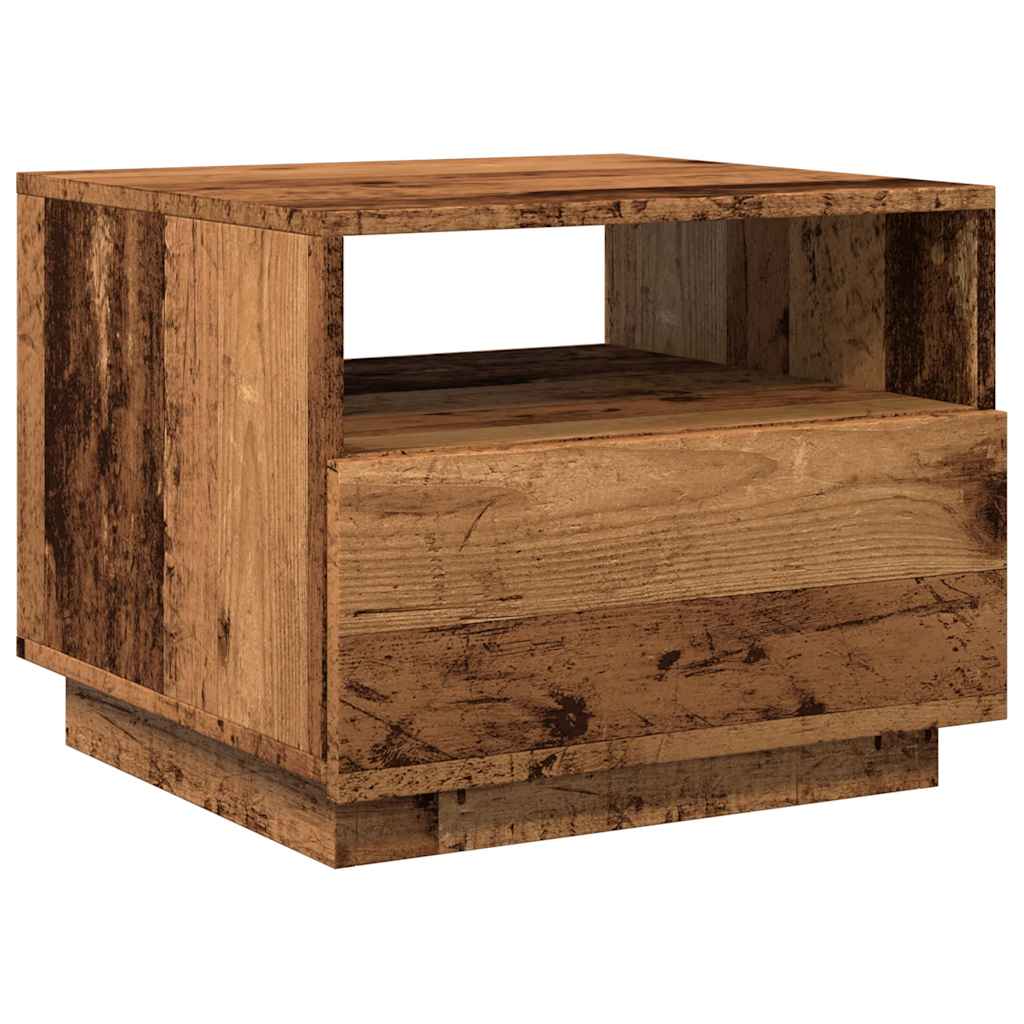 Mesa de centro com luzes LED 50x49x40 cm madeira velha