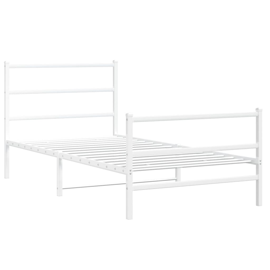 Estrutura de cama com cabeceira e pés 100x200 cm metal branco