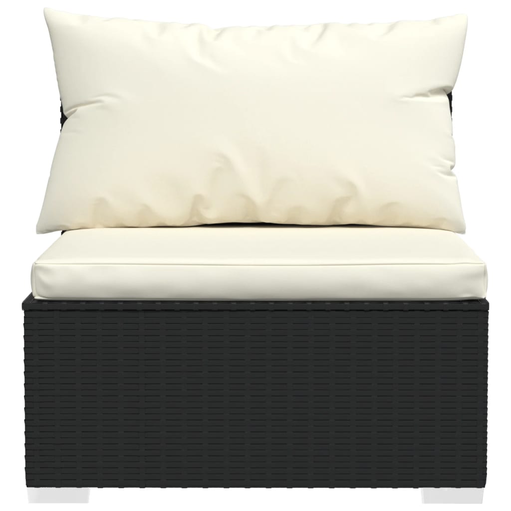4 Pcs conjunto lounge de jardim c/ almofadões vime PE preto