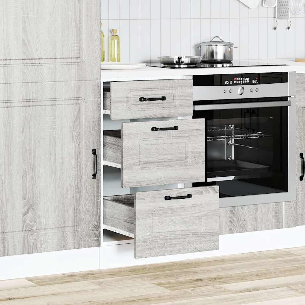 Armário baixo cozinha kalmar madeira engenharia sonoma cinzento