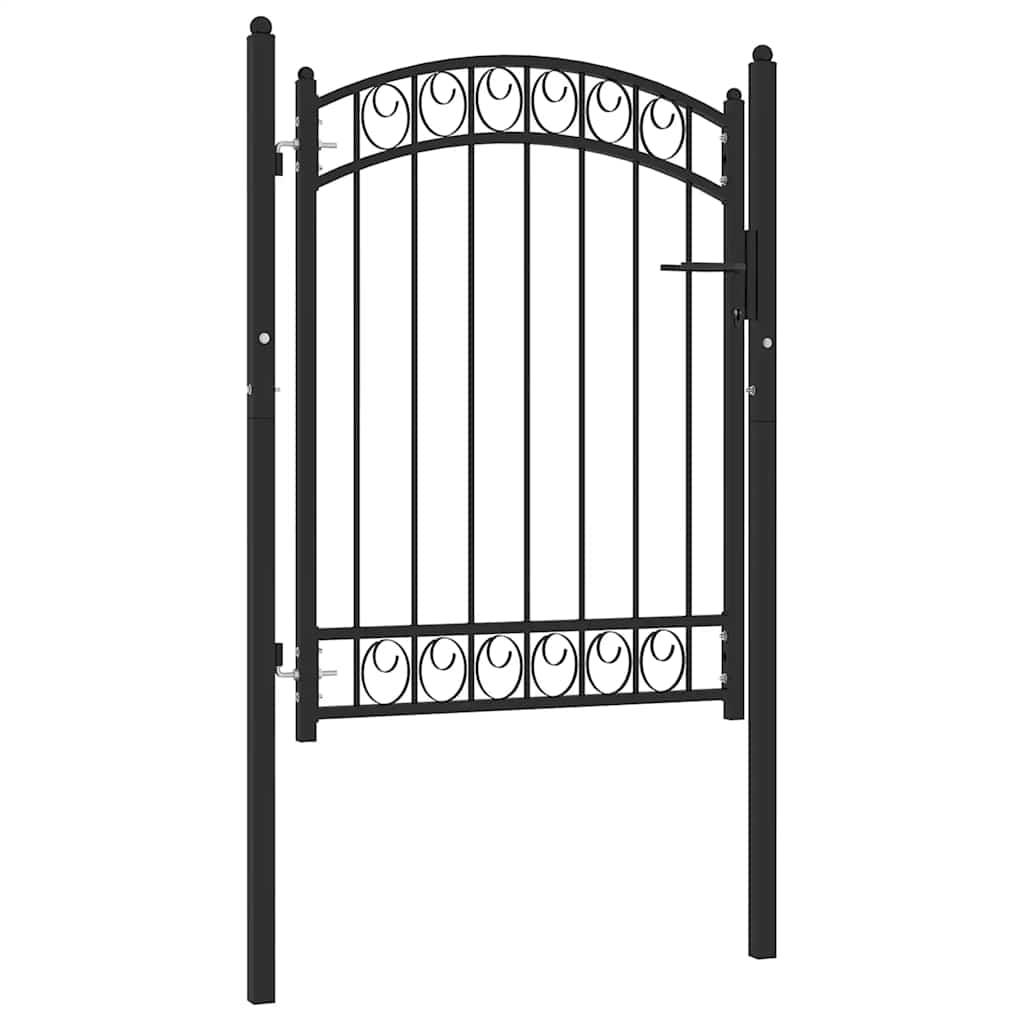 Portão de cerca emmen com topo arqueado, aço, 100x98,5 cm, preto