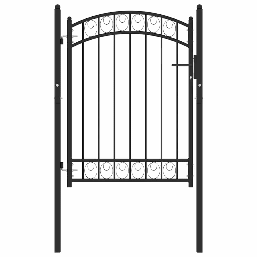 Portão de cerca emmen com topo arqueado, aço, 100x98,5 cm, preto